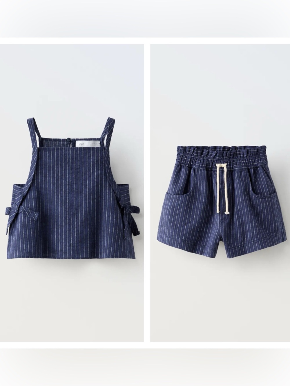 Zara Kids Striped Linen Blend Top & Shorts